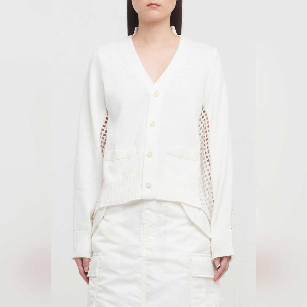 Sacai White Embroidered Cardigan XL - Picture 4 of 14